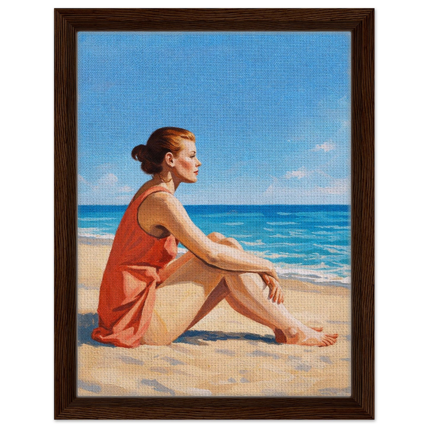 Seaside Stillness Framed Canvas Coastal-Serene - Impressionist Style
