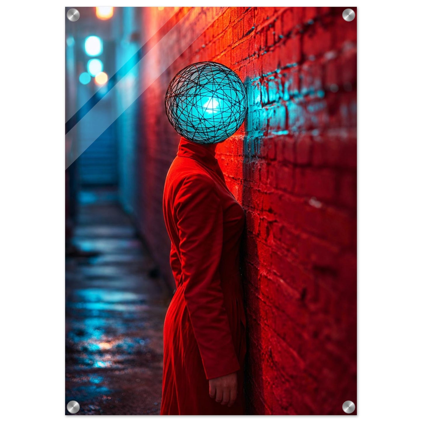 Neon Alley Portrait Acrylic Print Neon-noir - Cyberpunk Style