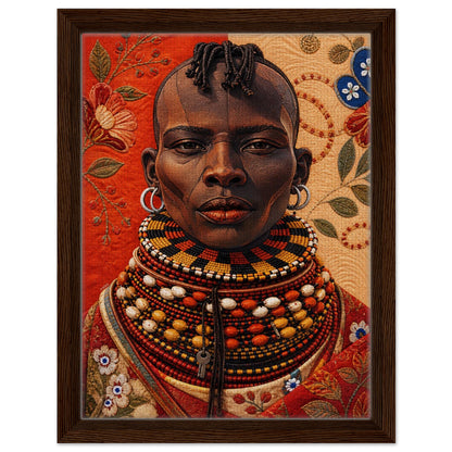 Heritage Black Woman Framed Canvas Quilt-Inspired - Bisa Butler Style