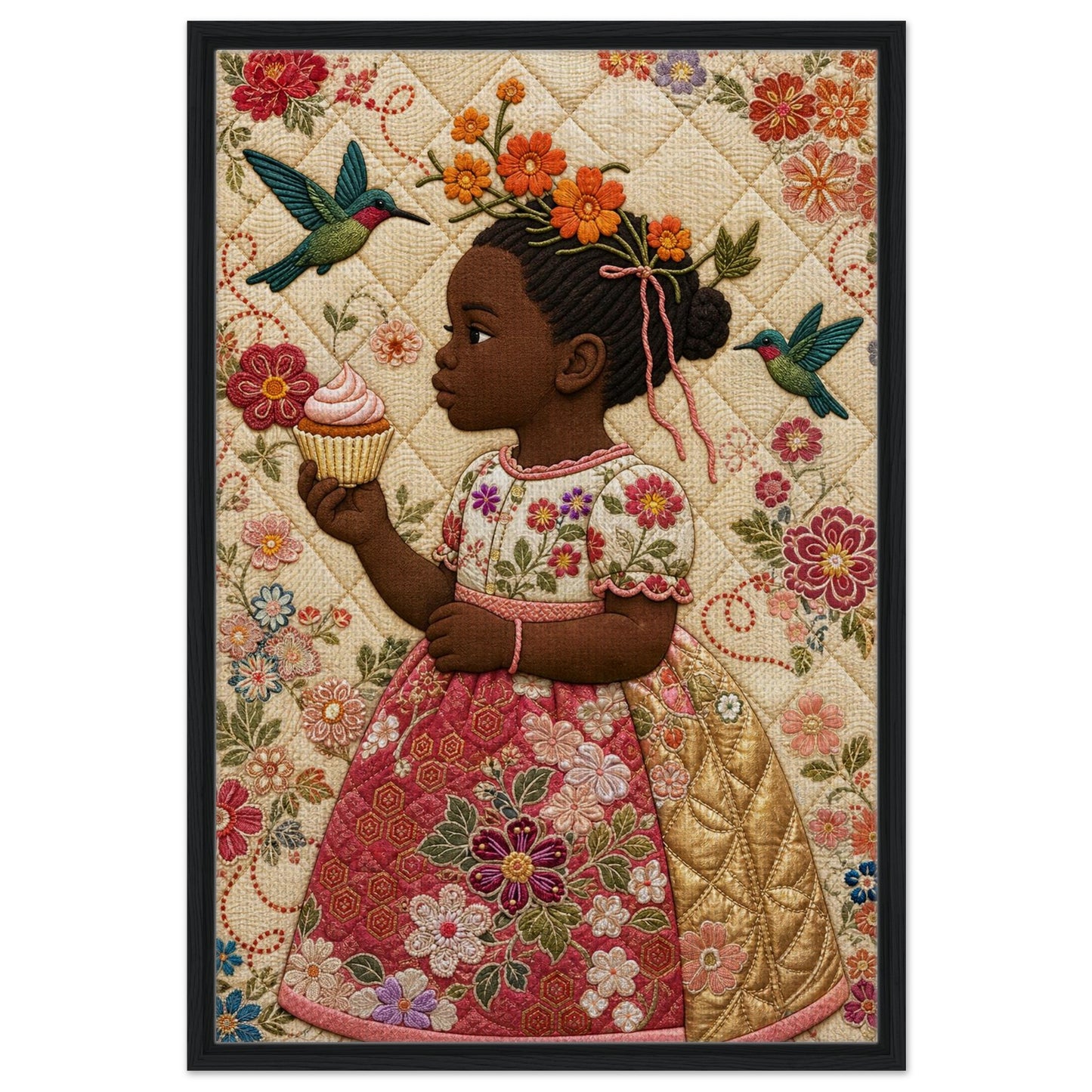 Little Bloom Quilted-Style Museum-Quality Matte Paper Poster