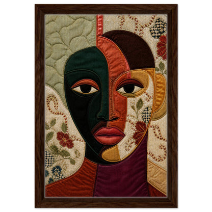 The Divided Gaze Framed Canvas Afrocentric Quilt-Inspired