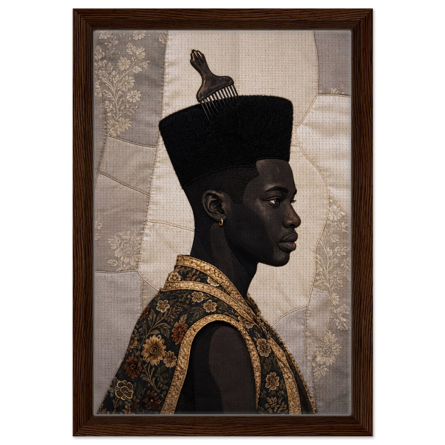 Black Man Afrocentric Matte Paper Poster - Quilt-Inspired Art