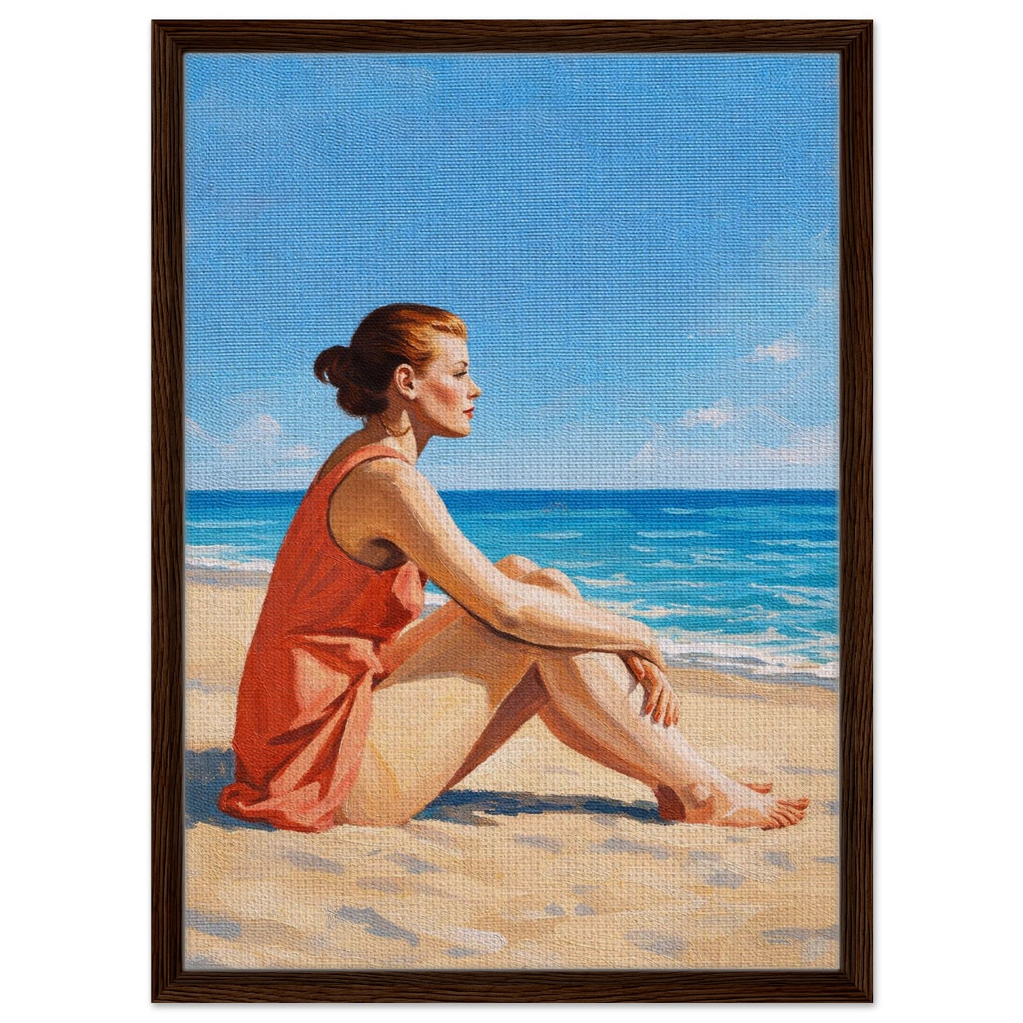 Seaside Stillness Framed Canvas Coastal-Serene - Impressionist Style