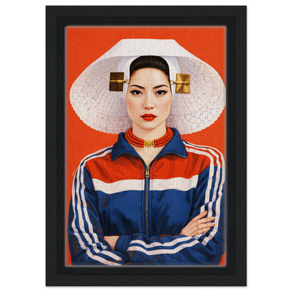 Zeeland Bonnet Dutch Costume Framed Canvas Mixed-Cultural Portrait