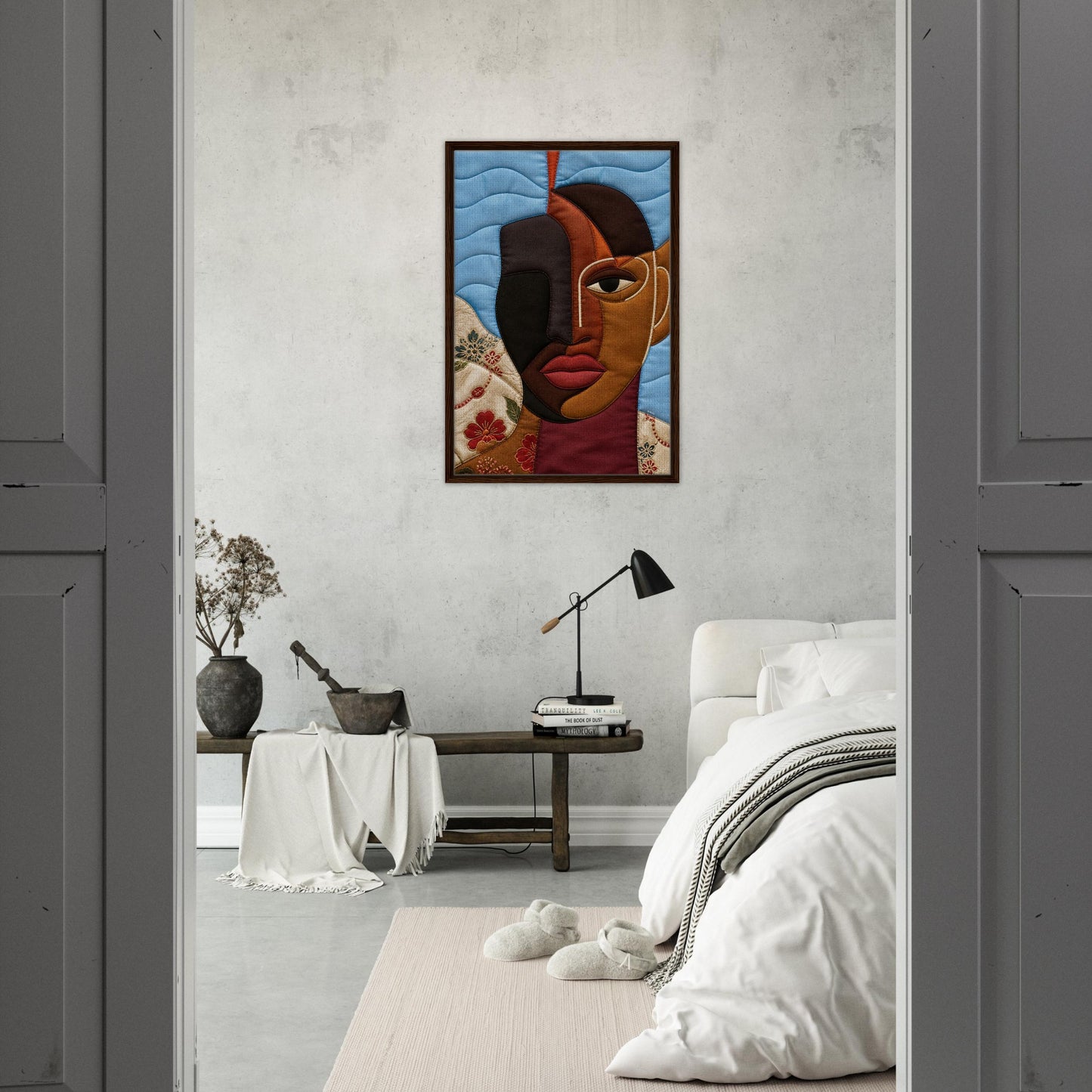 The Split Self Framed Canvas Quilt-Inspired Afrocentric Portrait