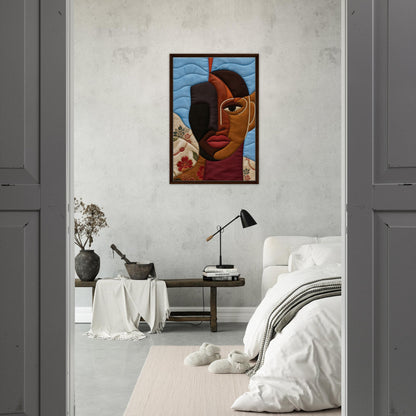 The Split Self Framed Canvas Quilt-Inspired Afrocentric Portrait