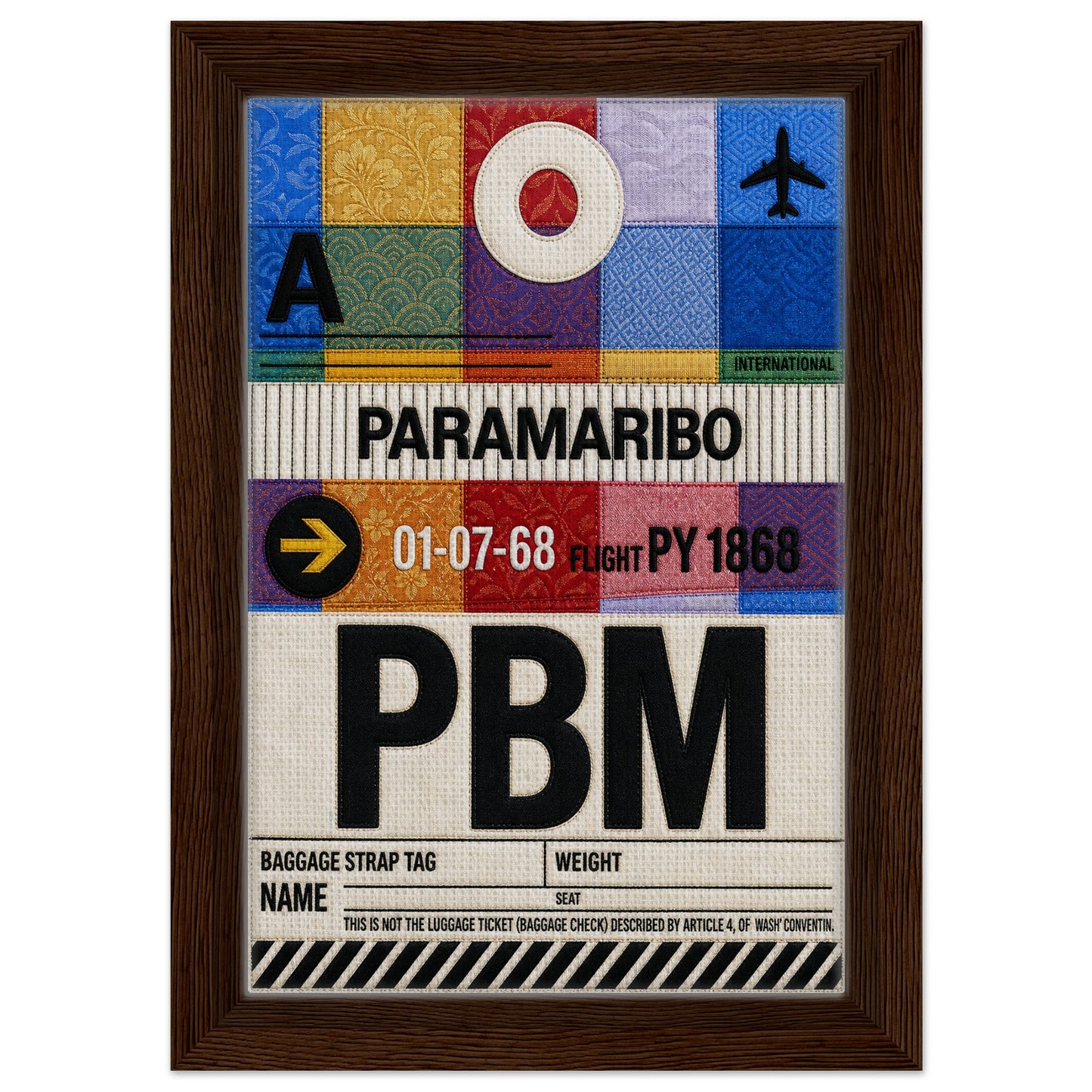 Paramaribo PBM Framed Canvas Quilted-Style Vintage-Travel