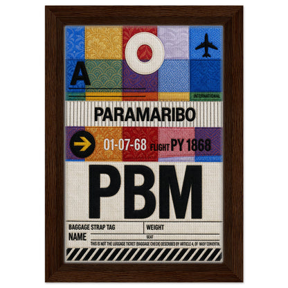 Paramaribo PBM Framed Canvas Quilted-Style Vintage-Travel