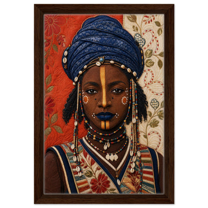 Wadaabe Woman Framed Canvas Quilt-Inspired - Bisa Butler Style