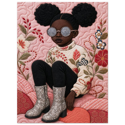 Shimmering Gaze Quilted-Style Matte Paper Poster - Bisa Butler Style