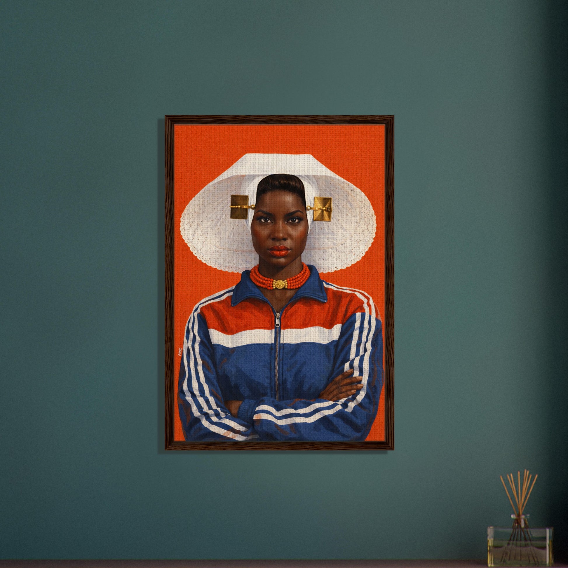 Zeeland Bonnet Portrait Framed Canvas Contemporary-Realist