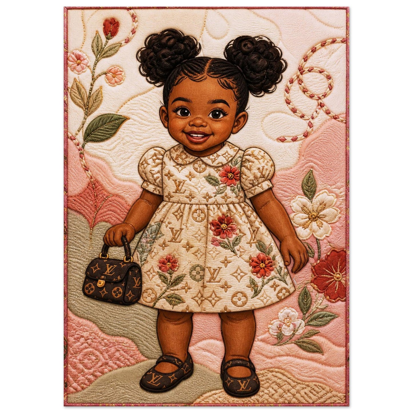 Little Luxe Black Girl Quilt-Inspired Matte Paper Poster - Bisa Butler