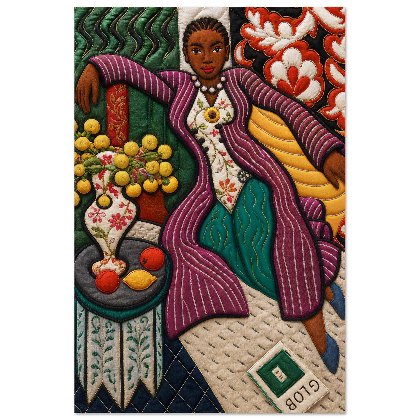 Citrus Lounge Museum-Quality Matte Paper Poster - Quilt-Inspired