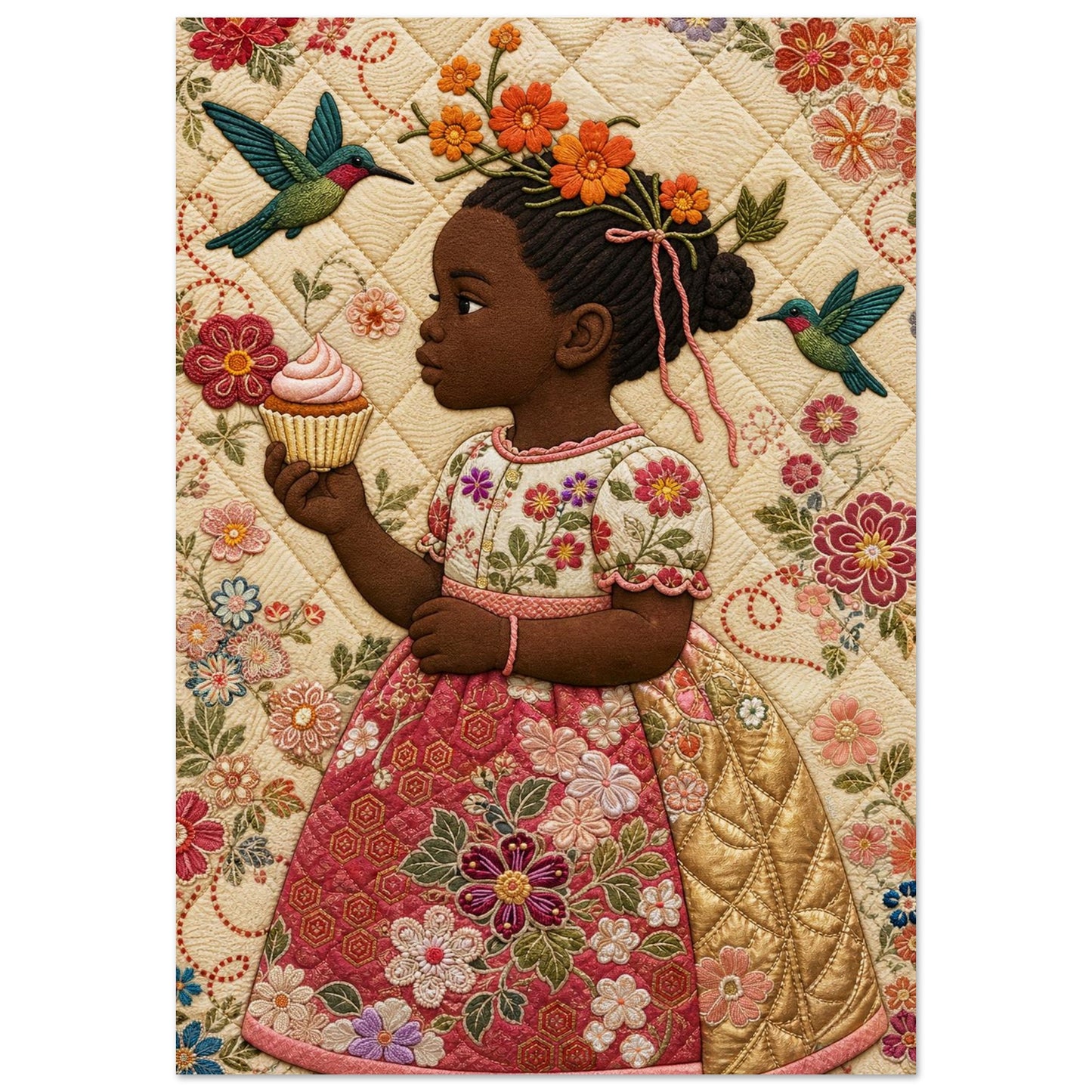 Petite Bloom Quilt-Inspired Matte Poster - Bisa Butler Style
