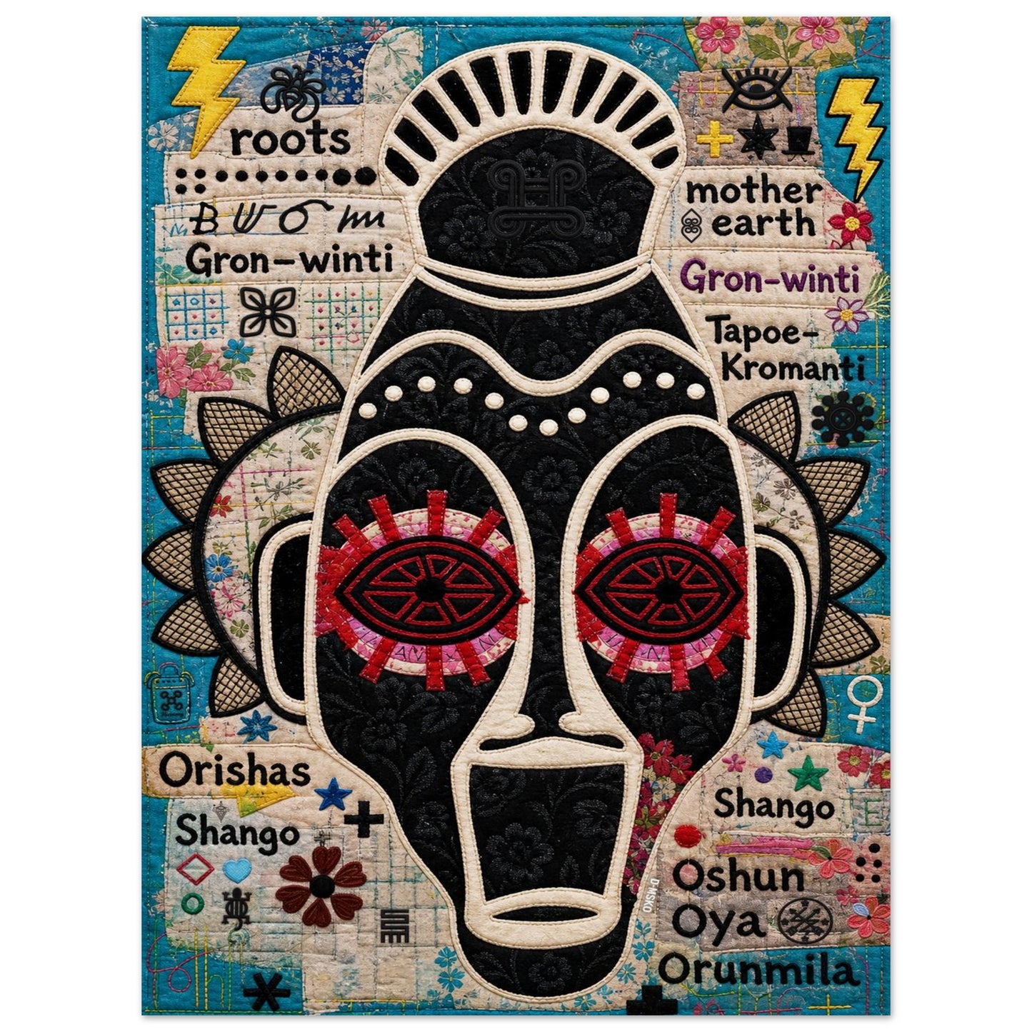 Ancestral Roots Mask Quilt-Inspired Matte Paper Poster
