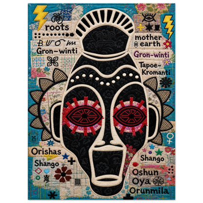 Ancestral Roots Mask Quilt-Inspired Matte Paper Poster