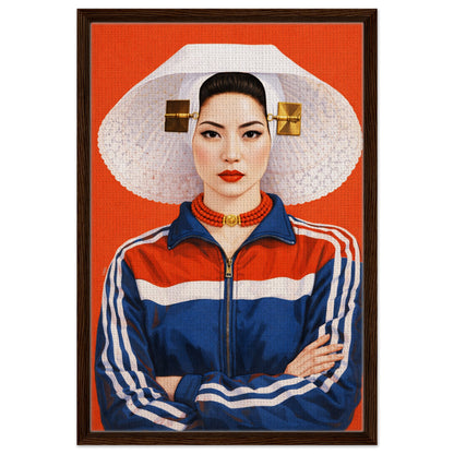 Zeeland Bonnet Dutch Costume Framed Canvas Mixed-Cultural Portrait