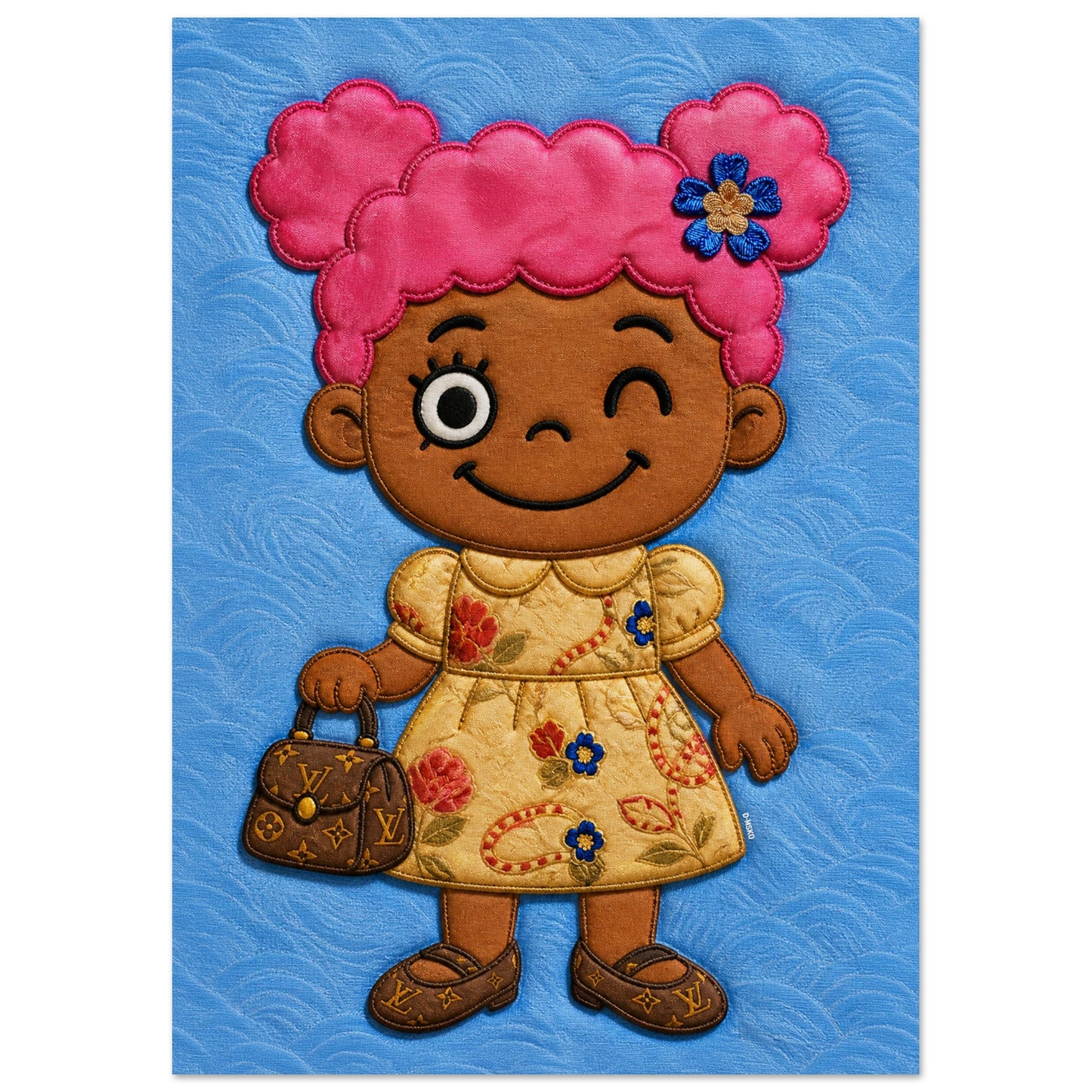 Pink Pigtails Museum-Quality Quilted-Style Matte Paper Poster