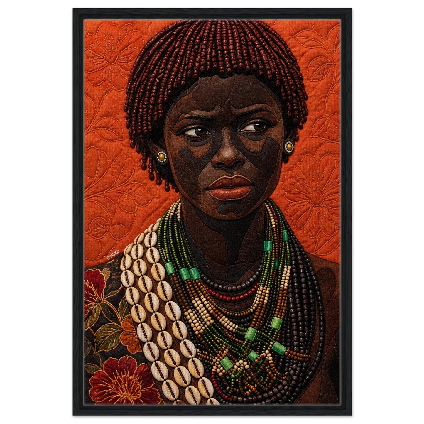 African Portrait Framed Canvas Quilt-Inspired - Bisa Butler Style