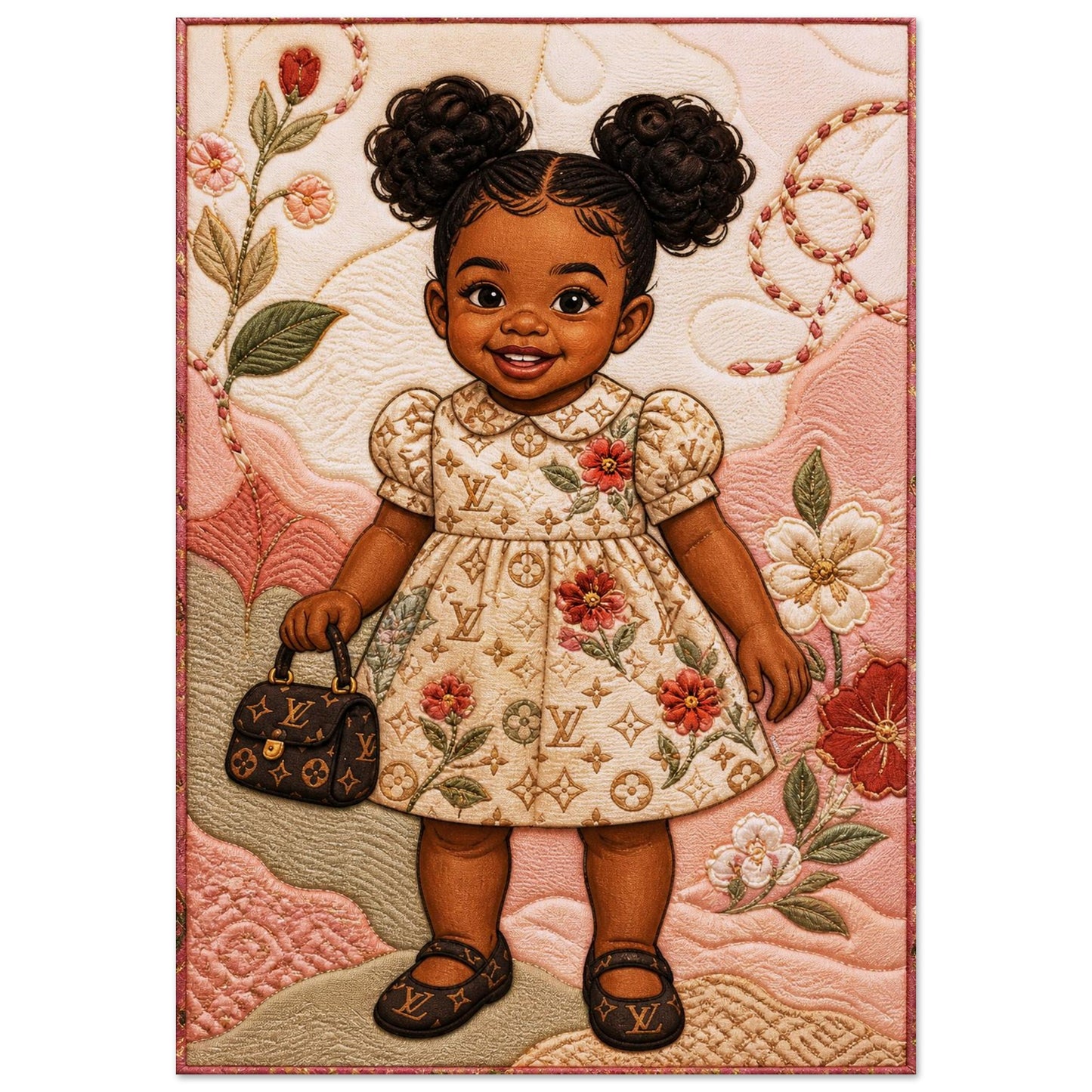 Little Luxe Black Girl Quilt-Inspired Matte Paper Poster - Bisa Butler