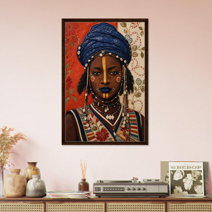 Wadaabe Woman Framed Canvas Quilt-Inspired - Bisa Butler Style