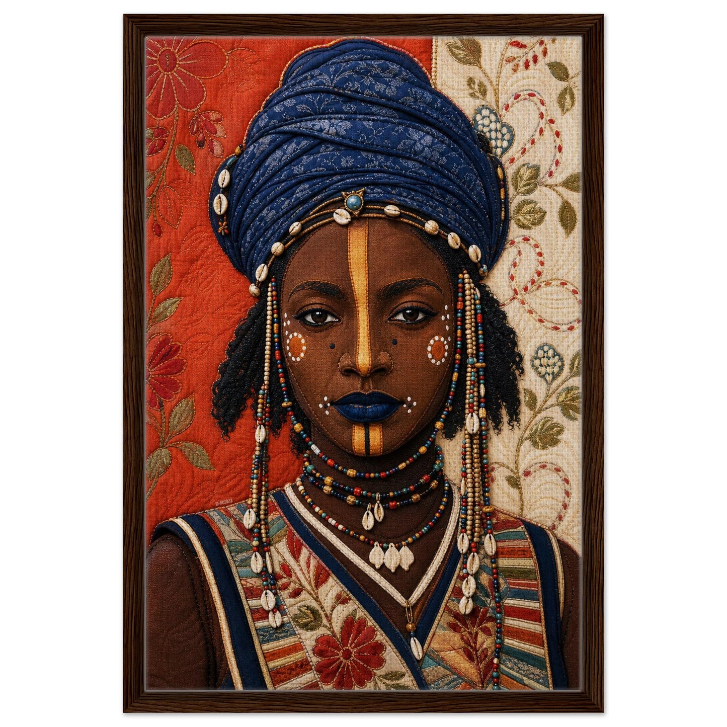 Wadaabe Woman Framed Canvas Quilt-Inspired - Bisa Butler Style