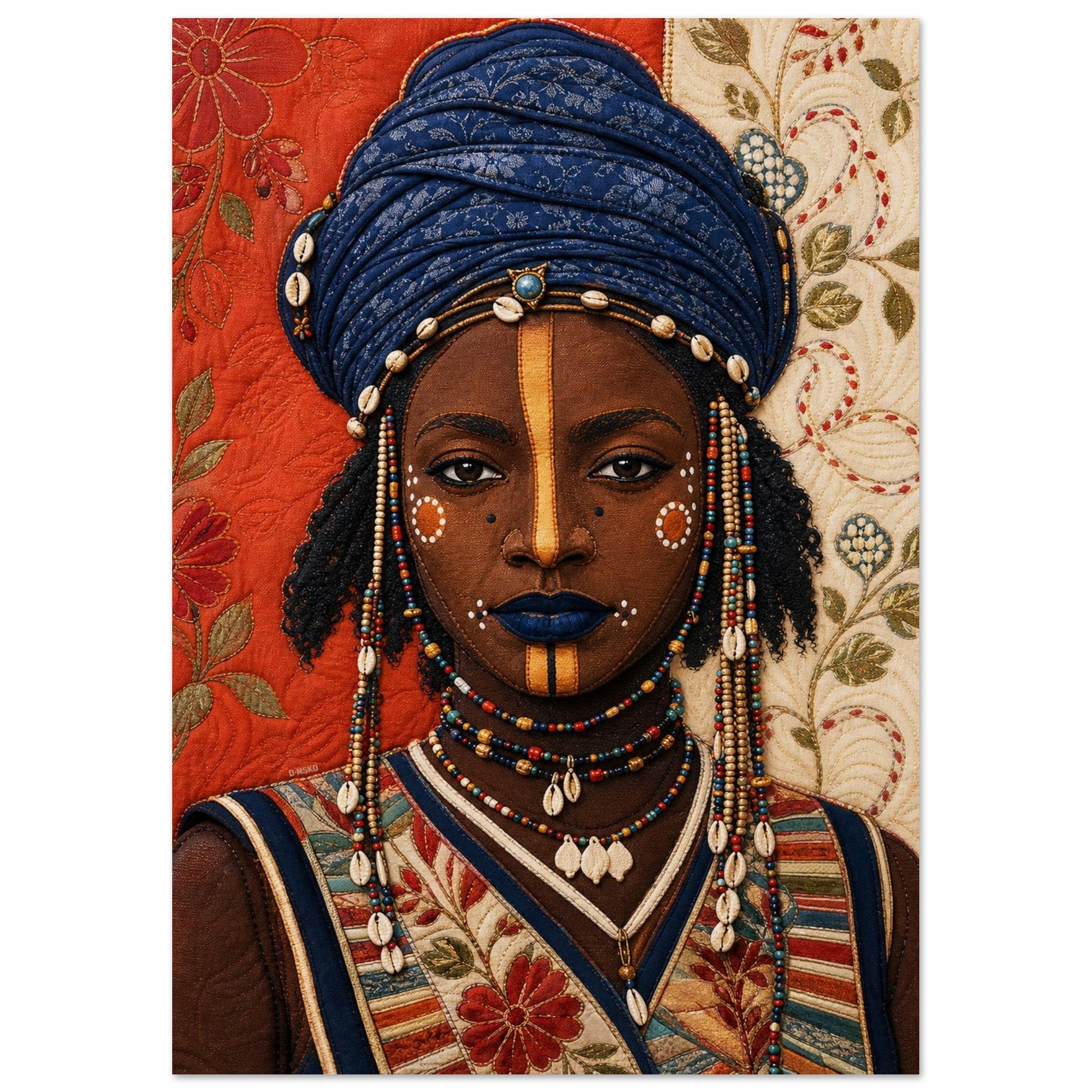 Wadaabe Woman Quilted-Style Matte Paper Poster - Bisa Butler Style
