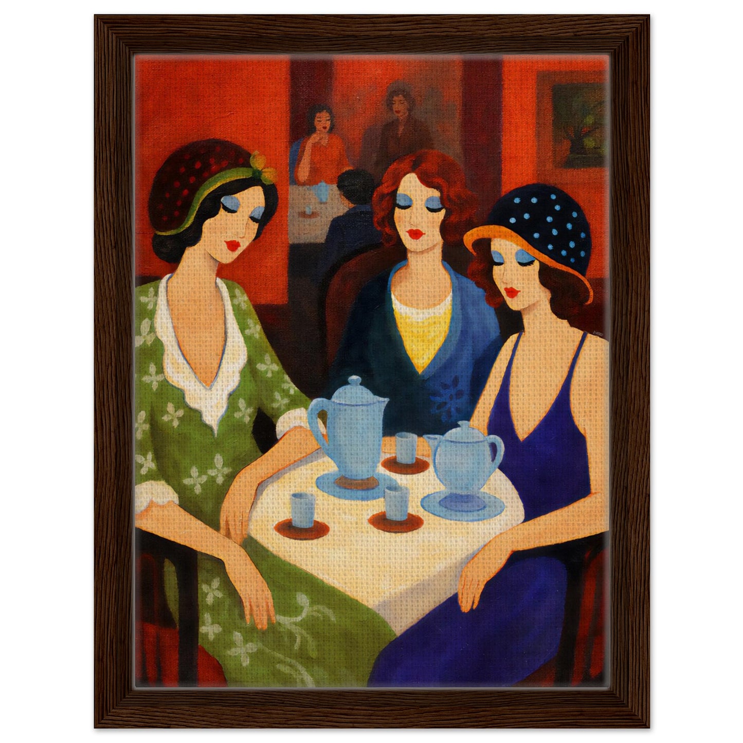 Tea Room Trio Framed Canvas Art-Deco 1920s-Inspired