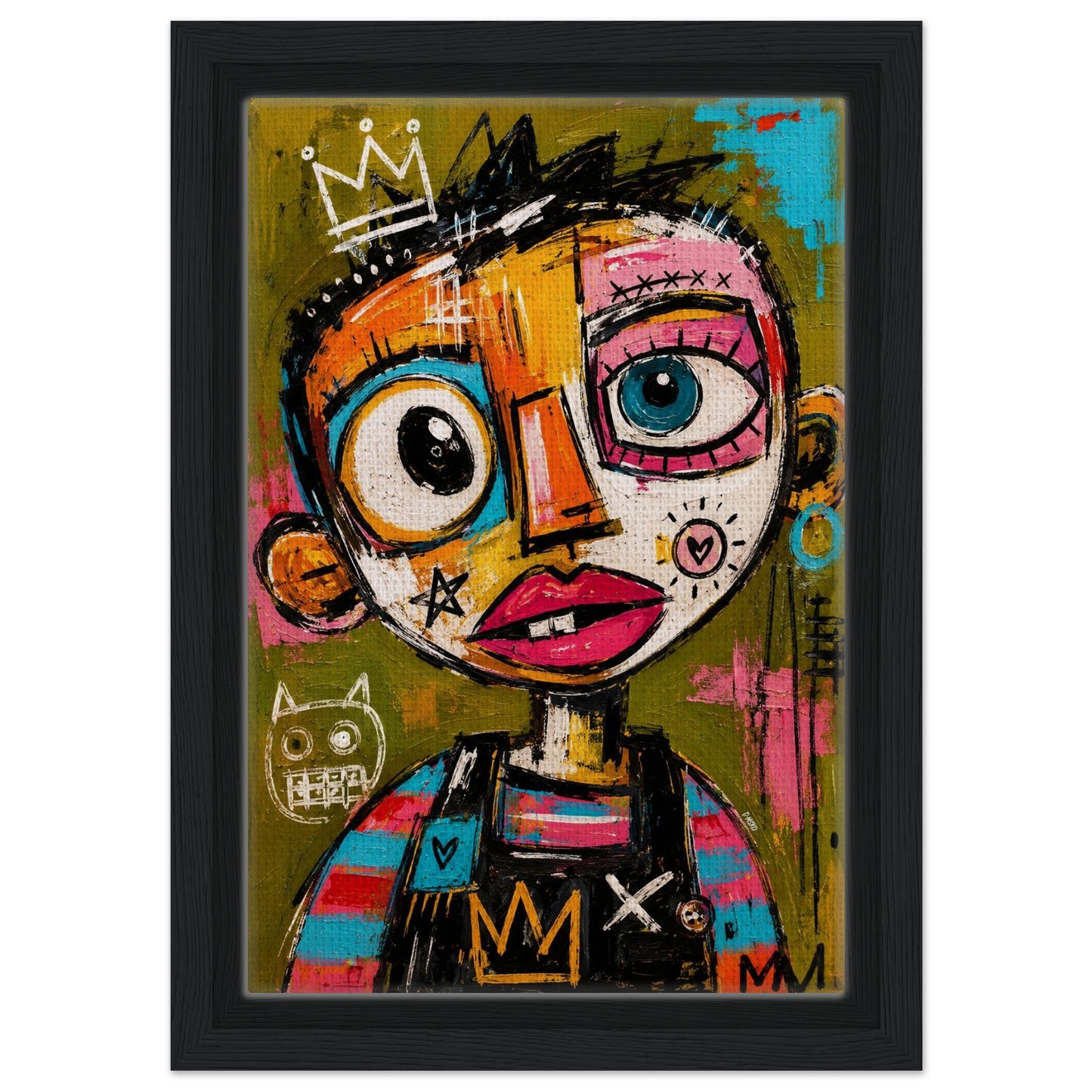 Crowned Rebel Child Framed Canvas Afrocentric Graffiti-Inspired