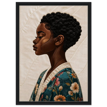 Calm Blossom Quilt-Inspired Matte Paper Poster - Bisa Butler Style