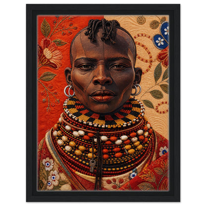 Heritage Black Woman Framed Canvas Quilt-Inspired - Bisa Butler Style