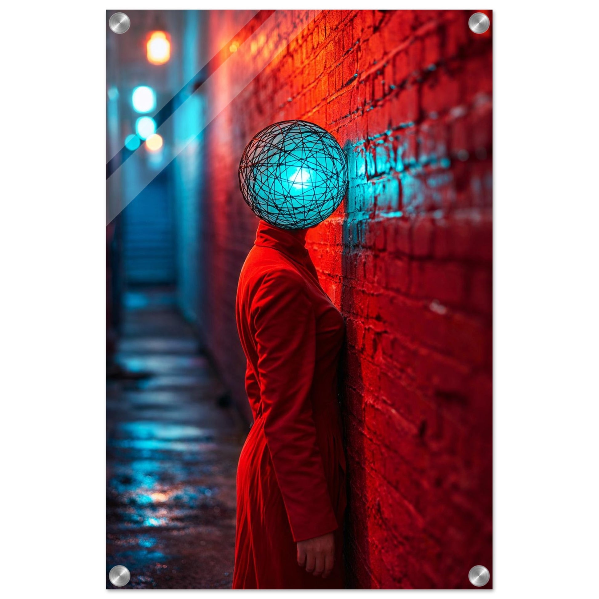 Neon Alley Portrait Acrylic Print Neon-noir - Cyberpunk Style