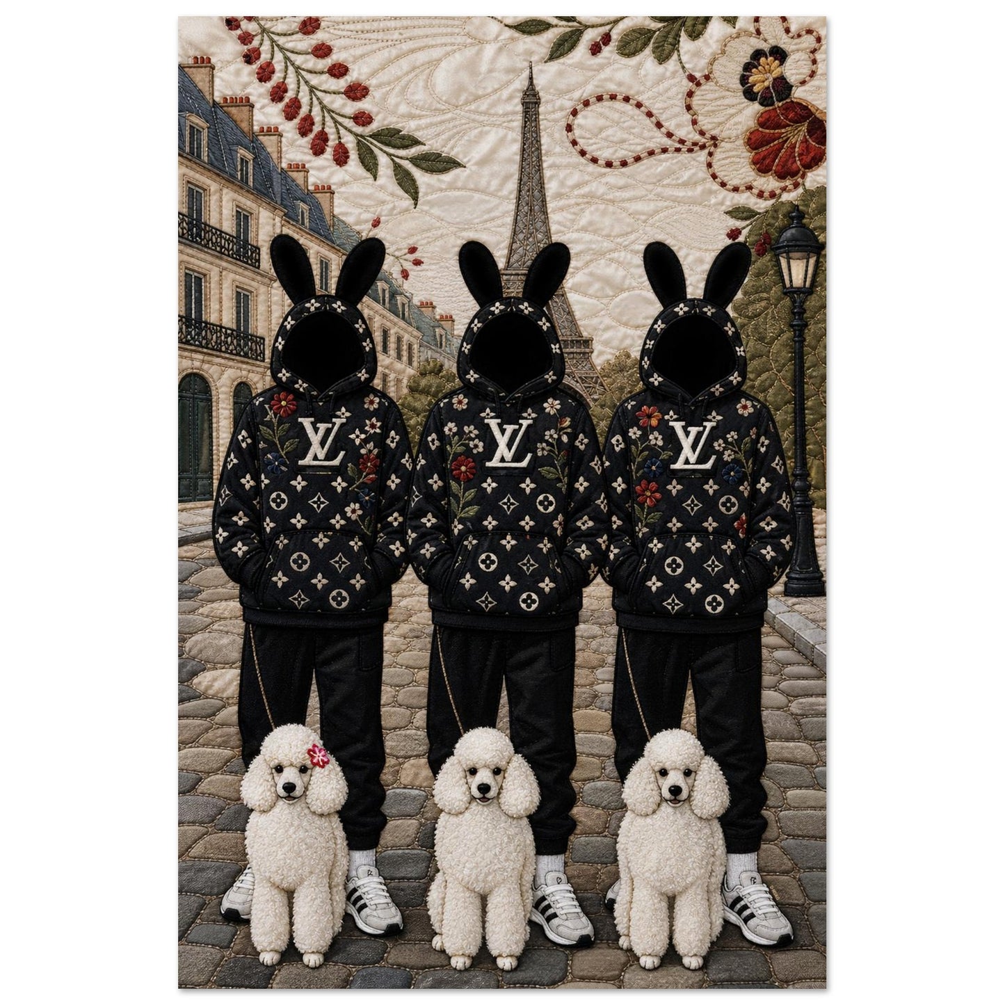 Paris Bunny Poodle Crew Quilt-Inspired Pop-Art Matte Paper Poster