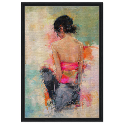Soft Solitude Framed Canvas Pastel-Textured Impressionist-Figurative