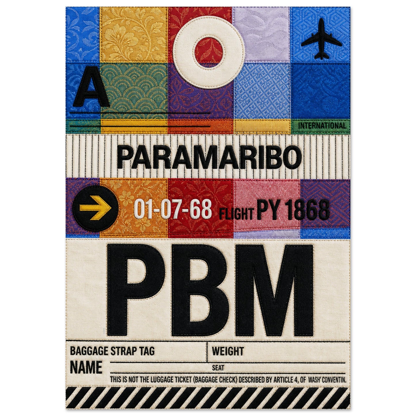 Paramaribo PBM Quilted-Style Luggage-Tag Matte Paper Poster