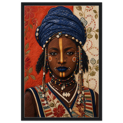 Wadaabe Woman Framed Canvas Quilt-Inspired - Bisa Butler Style