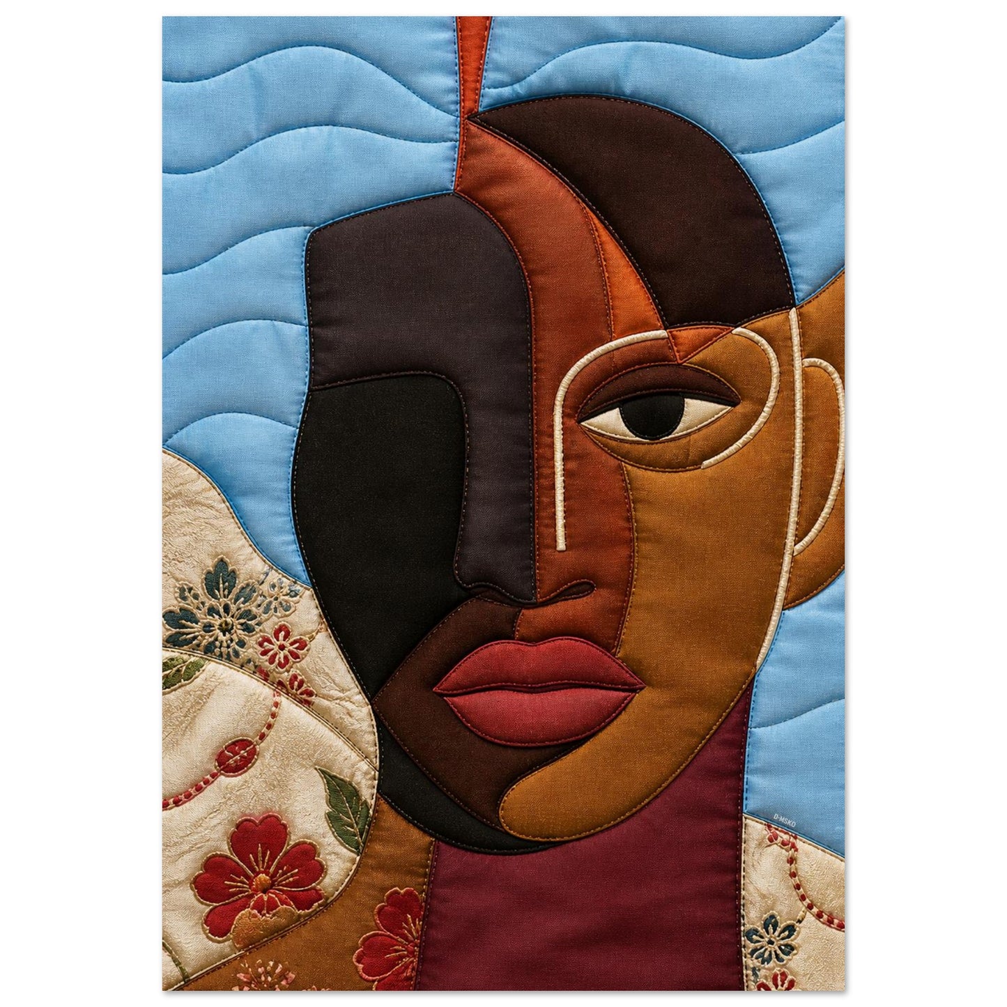 The Split Self Quilt-Inspired Matte Paper Poster - Bisa Butler Style