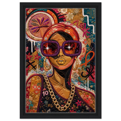 Golden Shades Framed Canvas Quilt-Inspired Afrocentric