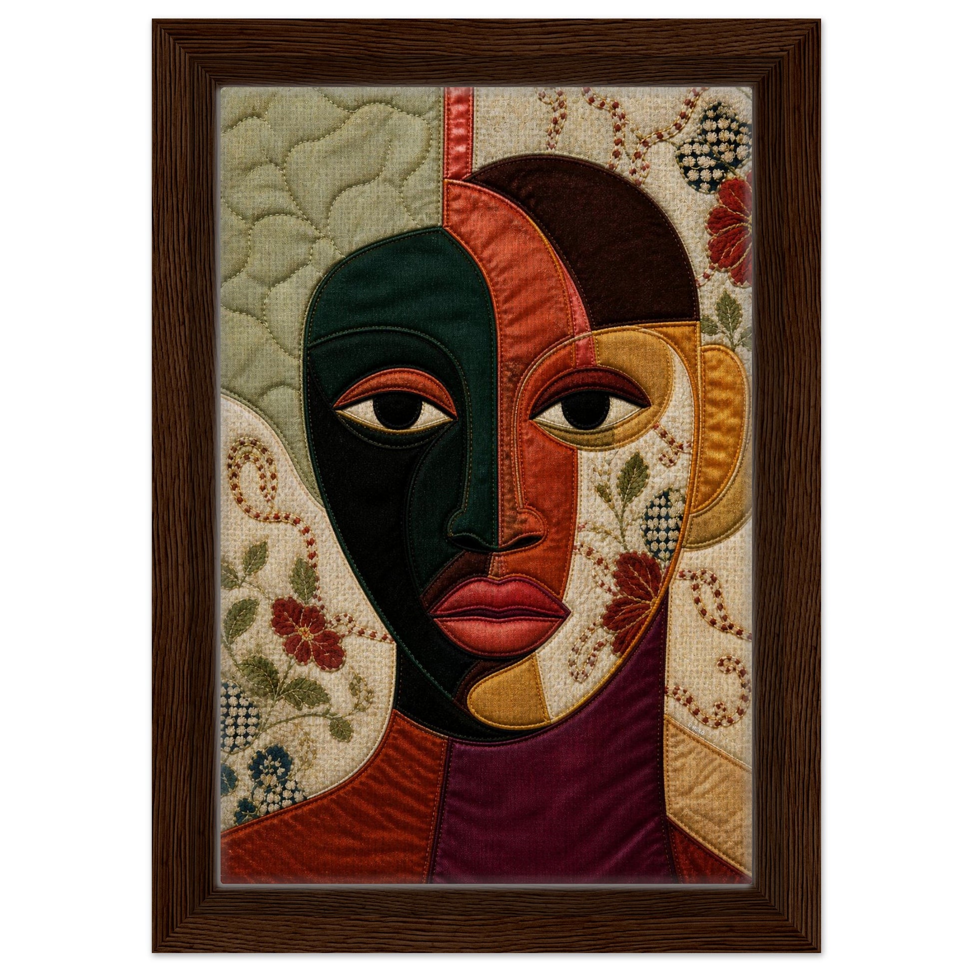 The Divided Gaze Framed Canvas Afrocentric Quilt-Inspired