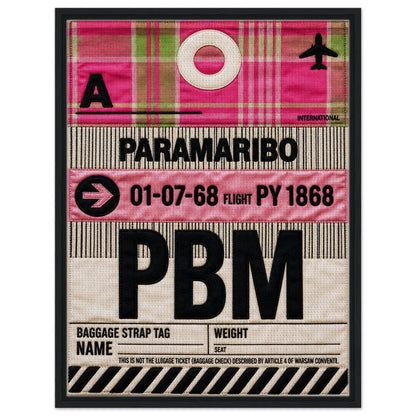 Pink Paramaribo PBM Framed Canvas Quilted-Style Airport-Code