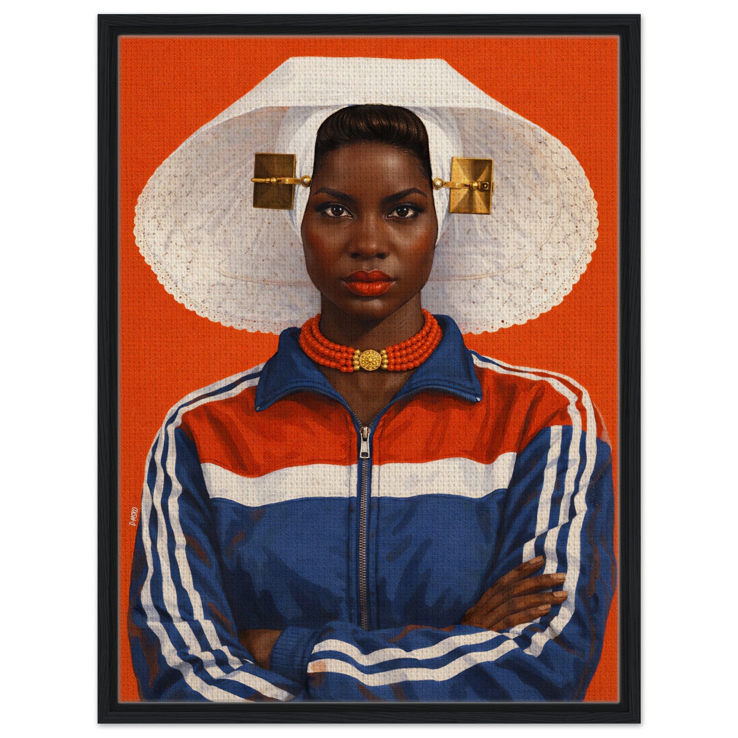Zeeland Bonnet Portrait Framed Canvas Contemporary-Realist