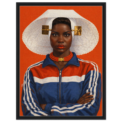Zeeland Bonnet Portrait Framed Canvas Contemporary-Realist