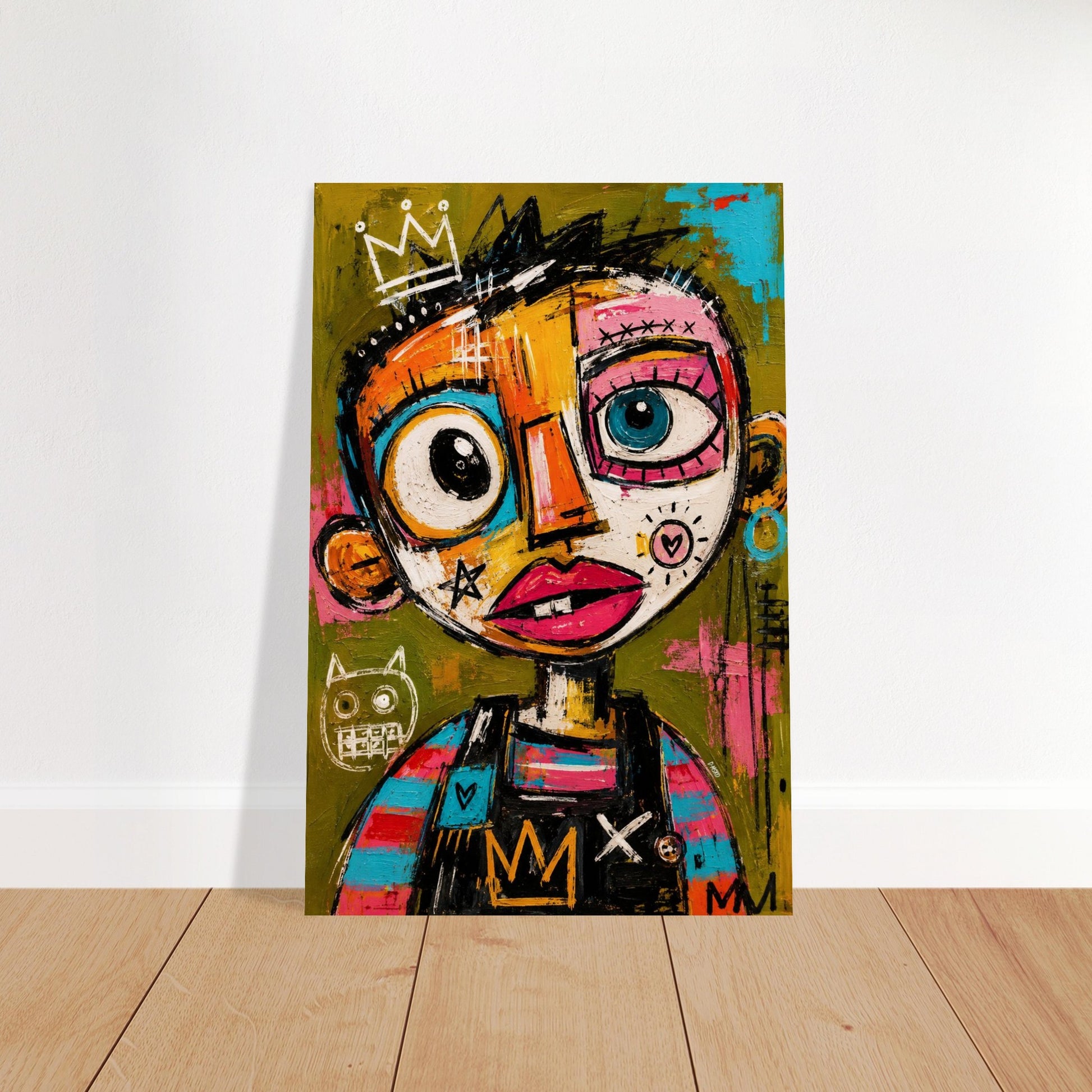 Crowned Rebel Child Street-Art Matte Paper Poster - Basquiat Style