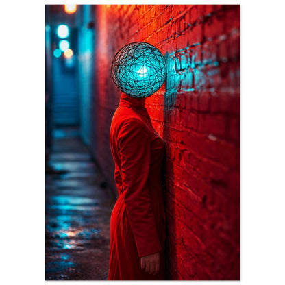 Neon Alley Portrait Cyberpunk-Surreal Matte Paper Poster
