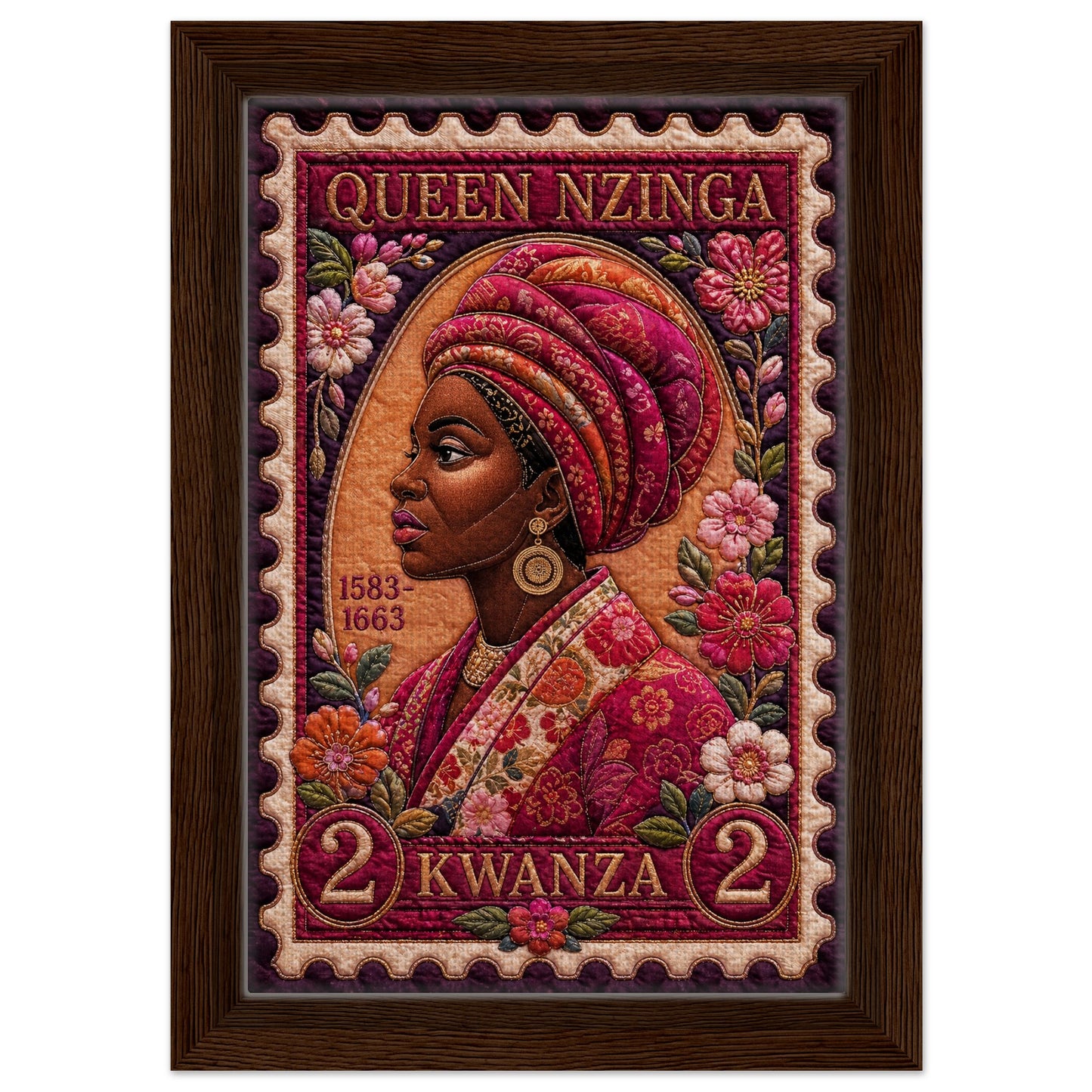 Queen Nzinga Quilt-Inspired Matte Poster