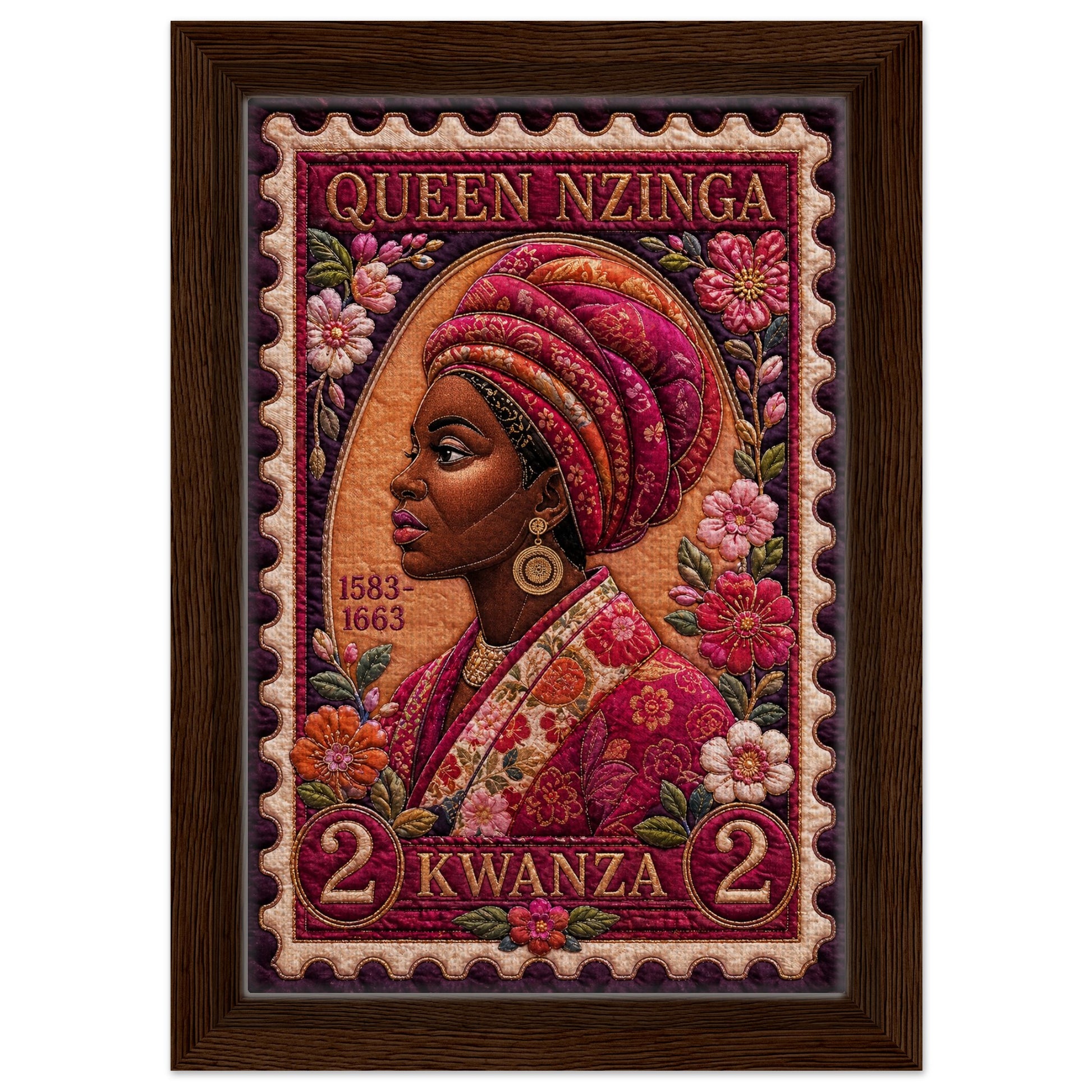 Queen Nzinga Quilt-Inspired Matte Poster