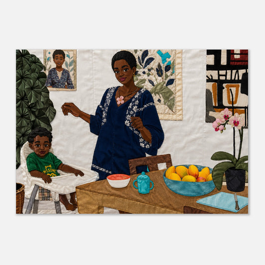 Mother’s Table Quilt-Inspired Matte Paper Poster - Bisa Butler Style