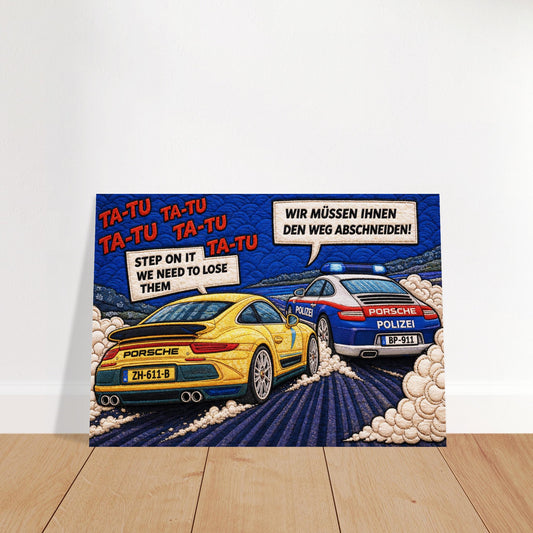 Autobahn Chase Museum Quality Matte Paper Poster Quilt-Inspired Pop-Ar