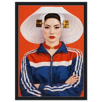 Zeeland Bonnet Dutch Costume Framed Canvas Mixed-Cultural Portrait