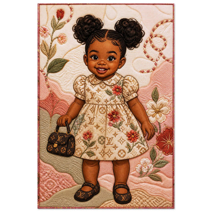 Little Luxe Black Girl Quilt-Inspired Matte Paper Poster - Bisa Butler